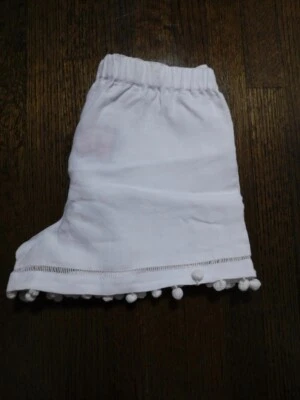 CLUB MONACO Mujer Blanco Lino Pom Ribete Frente Plano Corto Talla 2 Foto 1 de 4