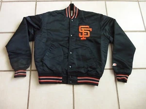 San Francisco Giants Men's Medium Starter Jacket SF Black Satin Made in USA - Picture 1 of 5
