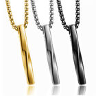 Rectangle Pendant Necklace Men Stainless Steel Chain Necklace Jewelry Gift