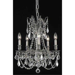 Crystal Chandelier Light Fixture Pewter Pendant Quality Dining Room Ceiling 18" - Picture 1 of 2