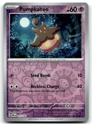Pumpkaboo 077/182 SV04: Paradox Rift Common Reverse Holo Pokemon TCG NM - Image 1 of 2