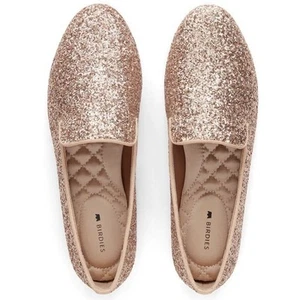 Birdies Starling Flat Loafers Disco Ball Glitter Rose Gold Pink Slip On Size 9.5 - Picture 1 of 8