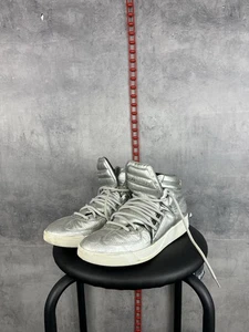 Dolce & Gabbana Silver Leather High Top Sneakers Size 8,5 27,5 Cm - Picture 1 of 24