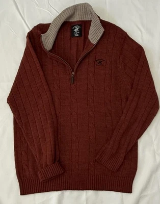 beverly hills polo club mens sweater medium Brick red With Beige Collar - Image 1 of 4