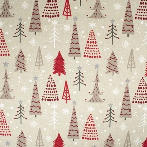 Tessuto decorativo mezzo panorama alberi di Natale beige al metro (prezzo = 0,5 m) - Foto 1 di 5