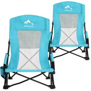 Folding Portable Beach Chair, High-Back Low-Seat Lightweight Chair for Beach ... - Picture 1 of 7
