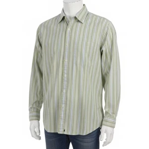Vintage GAP Button Up Shirt M Green Striped Relaxed Fit 100% Cotton Preppy 90s - Picture 1 of 8