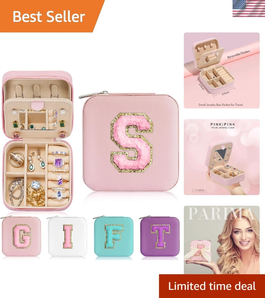 Estuche de Joyería de Viaje Organizador de Joyas con Espejo Rosa Pequeña Caja de Cuero Foto 1 de 4