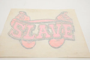 70er Jahre SLAVE Bügelbild T-Shirt Transfer (E1R) Master & Slave S&M Neon Retro Hippie - Bild 1 von 7