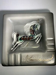 Sascha Brady off Prancing Horse Mid Century Modern Ashtray (Cracks In Glaze)9x9” - Picture 1 of 5