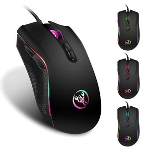 HXSJ A869 3200DPI 7 Buttons Mice 7 Colors LED Optical USB Wired Mouse Optical Ga - Picture 1 of 12