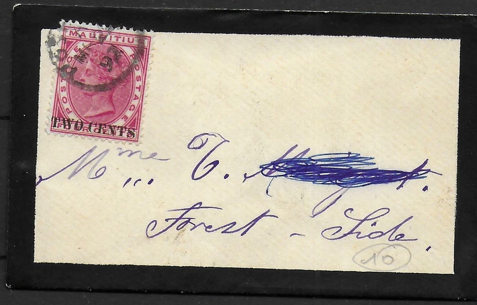 Mauritius covers 1892 Mourningcover to Forest Side - Image 1 of 2