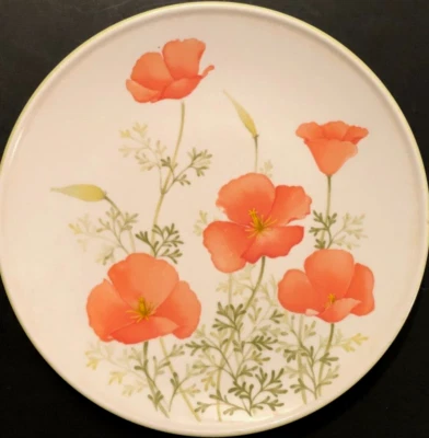 NORITAKE Japón Lado Brillante 9079 Blanco Amapola Retirada Floral Plato de Cena 10 1/4" Foto 1 de 3