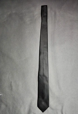 Chaps 男式领带黑色灰色条纹休闲 100% 聚酯纤维 — 第 1/4 张图片