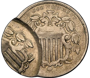 1866 SHIELD NICKEL RAYS DOUBLE STRUCK ERROR! NGC VF - Picture 1 of 3