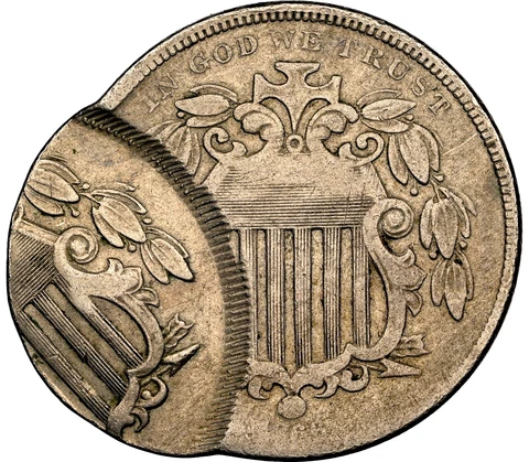 1866 SHIELD NICKEL RAYS DOUBLE STRUCK ERROR!  NGC VF Cover