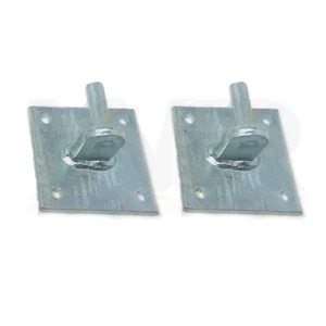 Heavy Duty Gate Hinges Hanger Pins 12mm x2 on Square Plates Brackets Zinc Plated - Picture 1 of 1