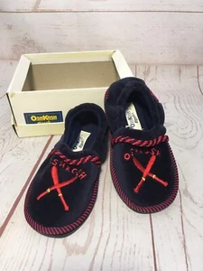 NEW Oshkosh B'Gosh 7/8 Toddler Nicky House Slippers Shoes Nautical Slip-On Navy - Picture 1 of 8