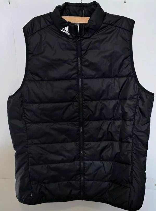 Adidas Womens Lightweight Puffer Vest A573 Gray 3-Stripe Golf Size L