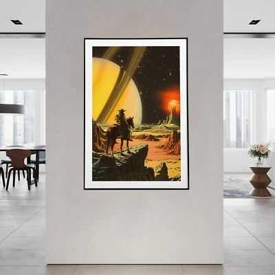 Cosmic Cowboy, Retro Futuristic Art, Space Art, Vintage Western Poster no frame - Image 1 of 4