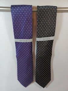 New (2) Perry Ellis Polka Dot Neckties 100% SILK Bundle Tie Lot, 3.25" X 57" - Picture 1 of 7