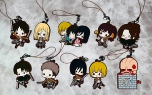 Attack on Titan figure rubber key chain Lot 10 set Eren Levi Armin Japan m588 - Picture 1 of 6