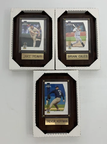 San Diego Padres Trevor Hoffman Jake Peavy Brian Giles Plaques w/ Baseball Card Cover