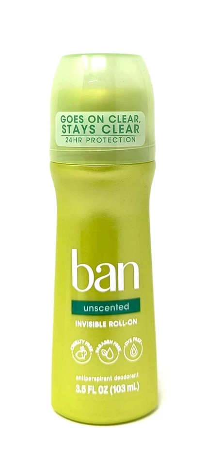 Antitranspirante enrollable Ban Invisible sin perfume 3,5 oz Foto 1 de 1