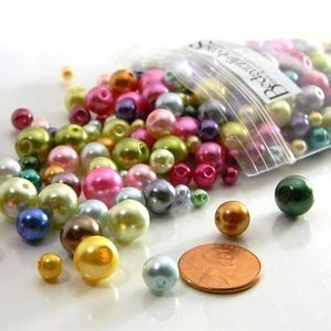 400 cuentas de perlas redondas de vidrio de tamaño y color surtido una mezcla de 4 mm, 6 mm, 8 mm, 10 mm - Imagen 1 de 3