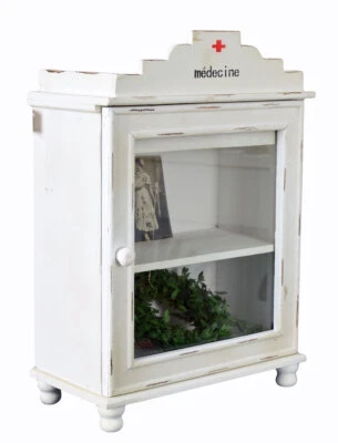 Medizinschrank Wandschrank Shabby Chic Arzneischrank Hängevitrine Antik Vitrine - Bild 1 von 4