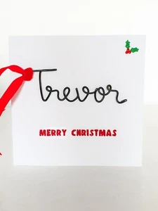 Personalised name wire Christmas card / wire tree decoration / name Bauble tree - Picture 1 of 3