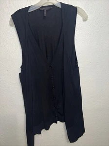 Bcbg Maxazria Damen schwarze lange Knopfleiste Bluse Weste Gr. L - Bild 1 von 7