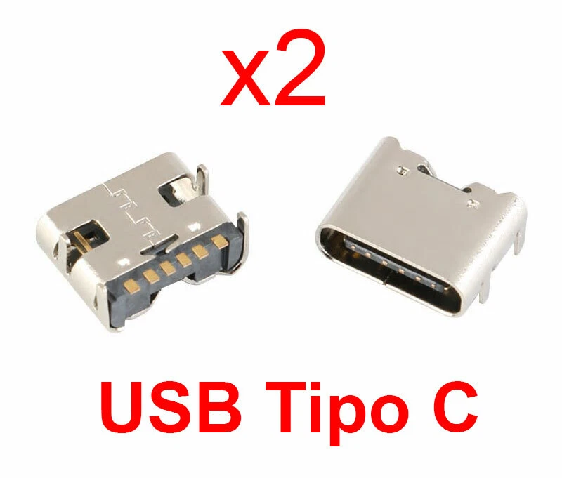 x2 Connettore USB 3.1 Tipo C Femmina SMT PCB 6 pin da saldare 3A 30V - DA ITALIA - Immagine 1 di 1