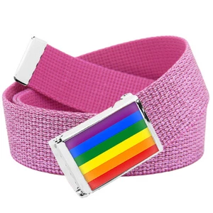 Build A Belt Kid's Rainbow Flag Flip Top 1.25" Wide Buckle with Canvas Web belt - Picture 1 of 24