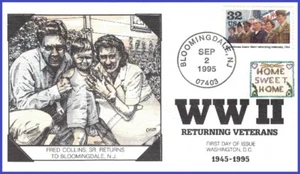 USA8 #2981j U/A COLLINS HAND PAINTED FDC   1995 World War II - Veterans Honored - Picture 1 of 1