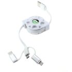 For iPhone 11 12 13 14 iPad Retractable USB Cable Charger Power Cord 3-in-1 Wire