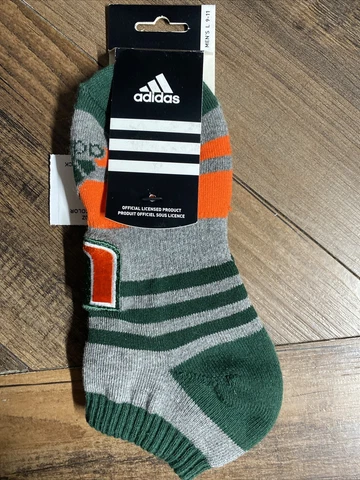 University of Miami Hurricanes GRAY BELOW ANKLE THE "U" Socks MEN'S LARGE 9-11 Cover