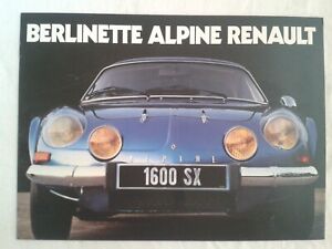 Dépliant brochure catalogue 1977 BERLINETTE ALPINE RENAULT 1600 SX A110 
