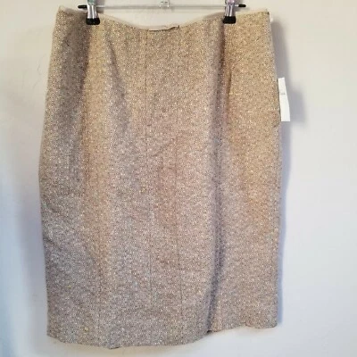 Tracy Reese Women's Size 8 Tweed Mini Pencil Skirt Silk Wool Back Slit Tan New - Image 1 of 4