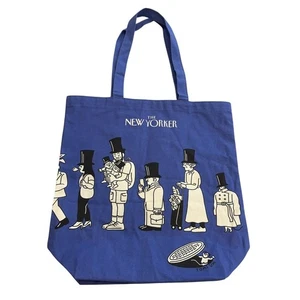 Borsa tote in tela blu limitata The New Yorker supporto hot dog stampa cartoni animati 14,5 x 15 - Foto 1 di 9
