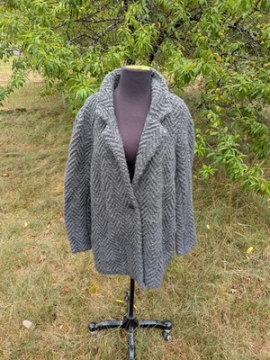 Size XL Eileen Fisher Alpaca-Wool Chevron Coat Ash Grey - Image 1 of 4