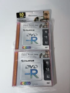 Discos de videocámara FujiFilm (mini) DVD-R 30 min 1,4 Gb paquete de 10 1x a 4x nuevos leer - Imagen 1 de 2