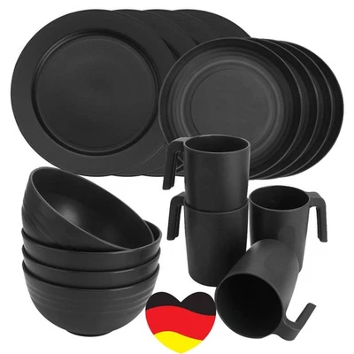 16-Teiliges Outdoor Camping Geschirr Set, Geschirr-Set 4 Personen Bpa-Freies DHL - Bild 1 von 4