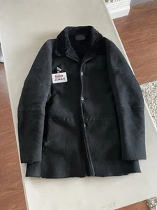 Mainline Prada Shearling Black Sheep Fur Long Coat Made in Italy - Picture 1 of 16
