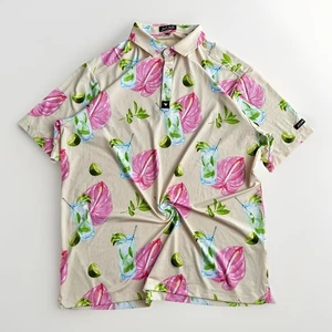 Bad Birdie Poloshirt XL gelb pink limette Mojito Blumen AOP Golf Performance - Bild 1 von 10