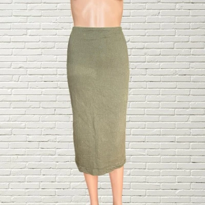 Falda midi vintage de mezclilla verde de los 80 - Punk Grunge Glam Rock Xxs/xs Foto 1 de 4