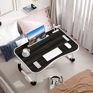 black 40x60cm portable folding table laptop with usb light small fan cup holder - Afbeelding 1 van 5