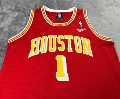 Camiseta deportiva Tracy McGrady Houston Rockets #1 Hardwood Classics Reebok Swingman talla M Foto 1 de 4