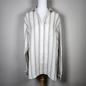 Le Chateau 100% Linen Shirt Womens XL Natural Woven Beachy Casual Tunic Boho - Picture 1 of 15