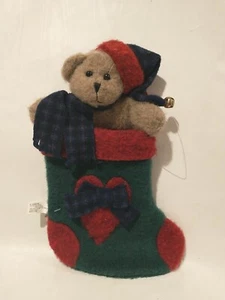 Calza vintage 1998 orsacchiotto pazzo campanella di montagna fiocchi cuore con etichette cappello Babbo Natale - Foto 1 di 9